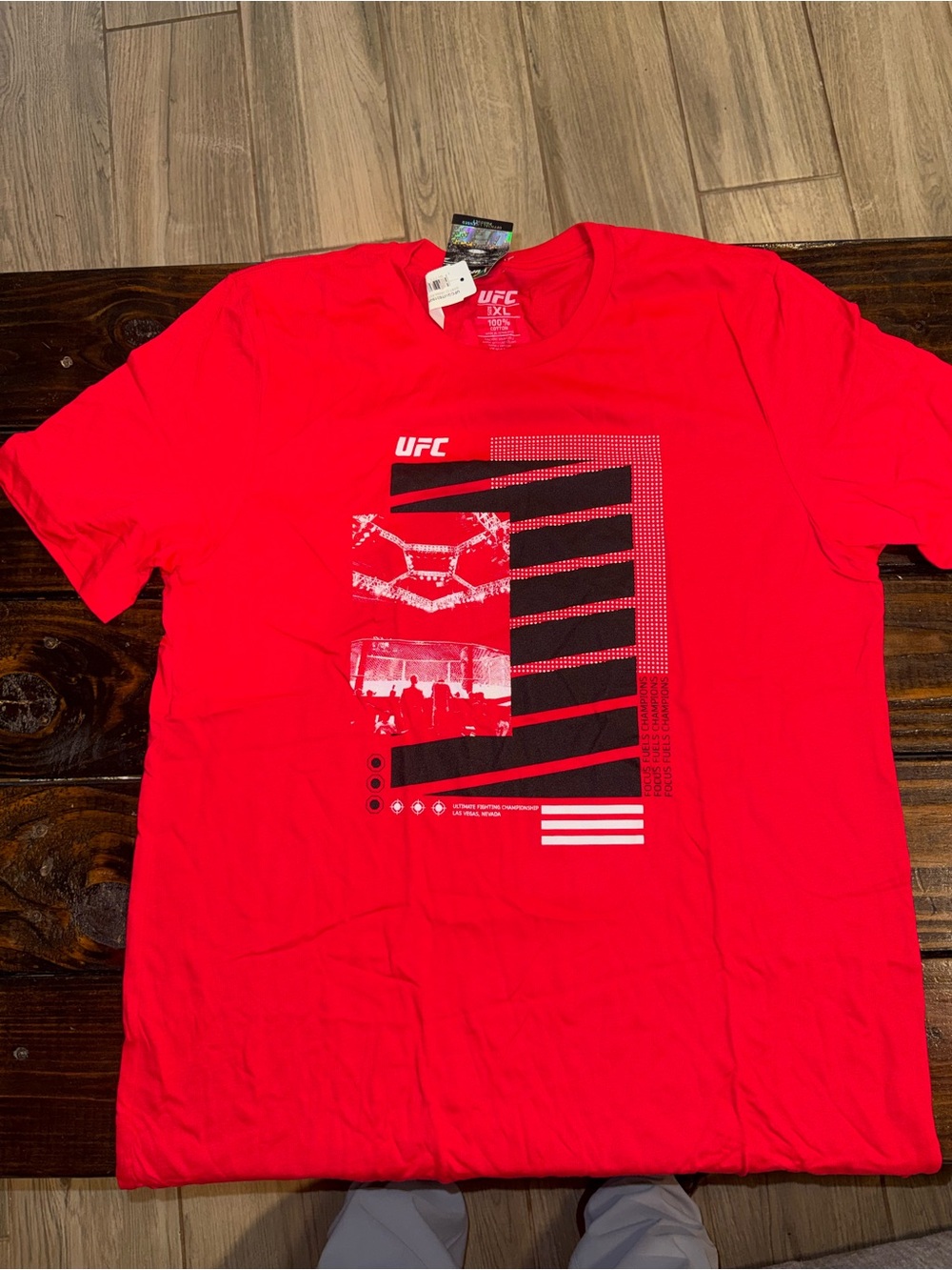 UFC Official Las Vegas cotton graphic t-shirt with white UFC Cage